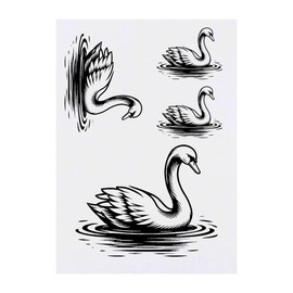 4 x 'Graceful Swan' Temporary Tattoos - Water Resistant, Skin-Safe, Non-Toxic Transfers, Mixed Sizes (TO00073140)