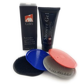 G.B.S Soft Scalp Pocket Shower Shampoo Hair Brush for Men and Women, Feel Clean, Fresh with Lavender and Citrus Shower Gel, Pack of 4
