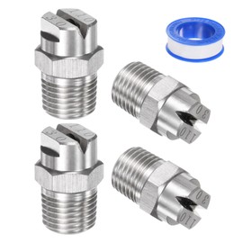 M METERXITY 4-Pack Flat Fan Spray Tip, 110 Degree 1/4BSPT Male Stainless Steel Pressure Washer Nozzles Cleaner Nozzle Replacement W Sealing Tape for Water Guns (3.6mm Orifice)