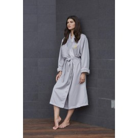 Mansfield, Unisex Spa Microfiber Shimmer Lined Shawl Collar Robe, Dove Grey, S/M