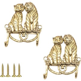 JfwuHap Small Tiger Wall Hooks, 2Pcs Towel Hooks for Bathrooms, Coat Hook, Creative Animal Wall Mounted Hooks for Home Office Bathroom Entryway Hanging Coats Bags Towels Keys, Decorative Hook Rack