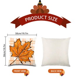 YUJUN 4 PCS Fall Pillow Covers Decoration,20x20in Buffalo Plaid Farmhouse Pumpkin Maple Leaves Thanksgiving Fall Throw Pillows Cushion Case Couch Decor for Autumn Home Outdoor Decorations
