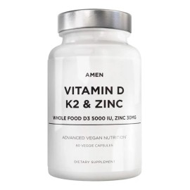 Amen Vitamin D, K2 & Zinc. 60 Capsulas Sabor Sin Sabor