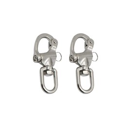 Small Snap Shackles, 2Pcs Stainless Steel Quick Release Snap Shackle Swivel Eye Snap Shackle for Sailboat Spinnaker Halyard, 87mm