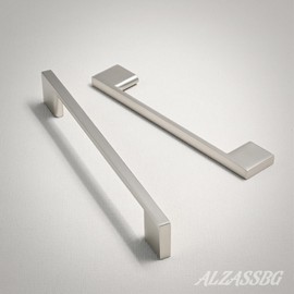 Alzassbg 10 Pack Brushed Satin Nickel Cabinet Pulls, 5 Inch(128mm) Hole Centers Rectangle Cabinet Handles Kitchen Pulls for Drawers and Cabinets AL3051SN