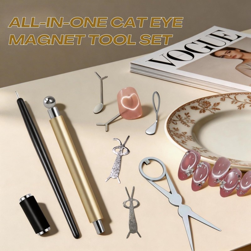 8-in-1 Cat Eye Magnet Set for Nails, French, Circular Hole,