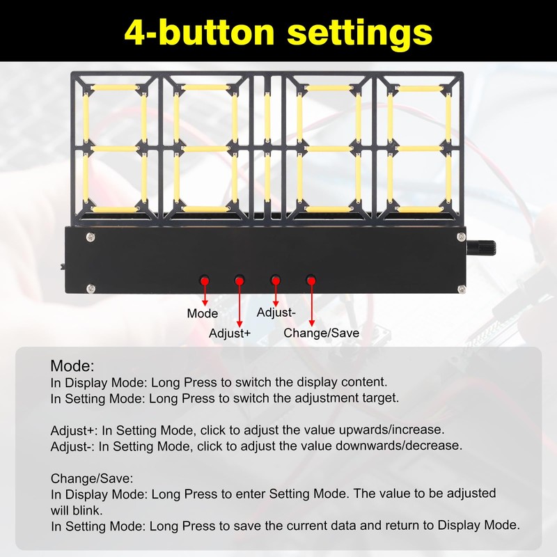 Soldering Practice Kit, 4-Bit Digital Clock Kit with Lighting Adjustment,