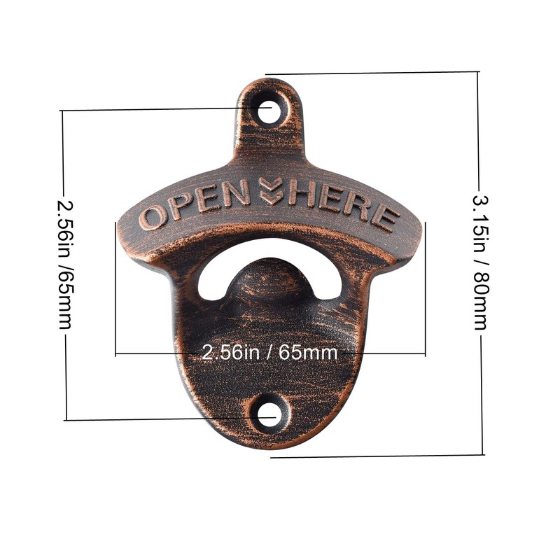 HAIICEN Antique Copper Stainless Bottle Opener Wall Mounted with Cap