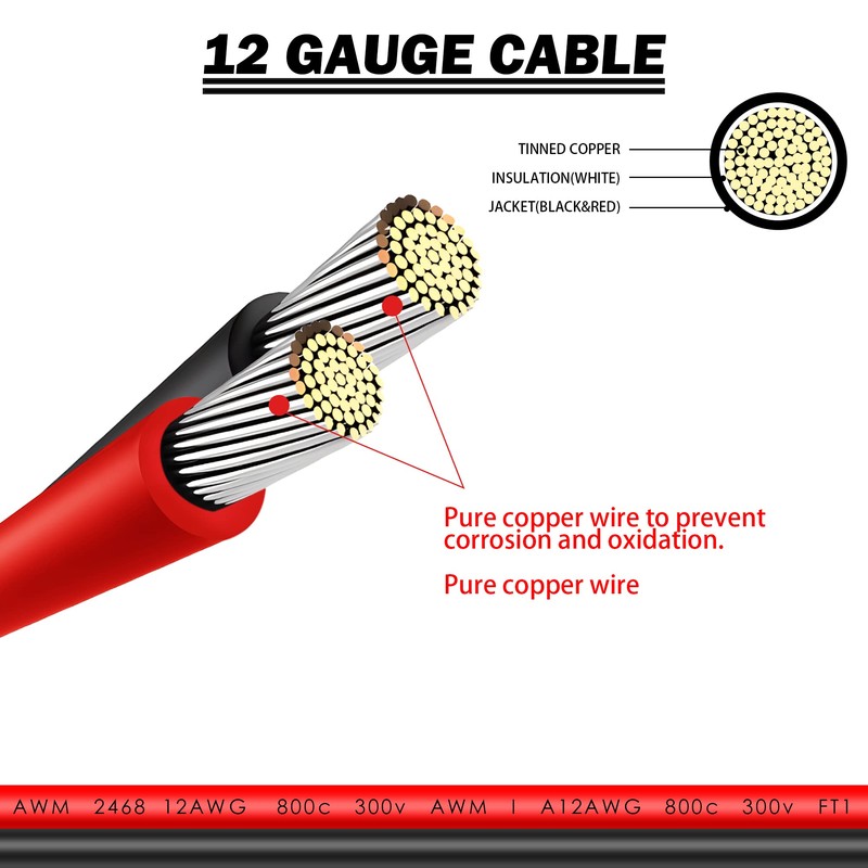 GELRHONR SAE to DC 8 mm Adapter Cable 14AWG, with