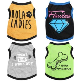 4 Pcs Chihuahua Clothes Cute Boy Dog Shirts for Small Dogs Soft Comfortable Black XXS Dog Clothes Pet Clothing Shirt for Teacup Dogs Yorkies Puppy Kitten