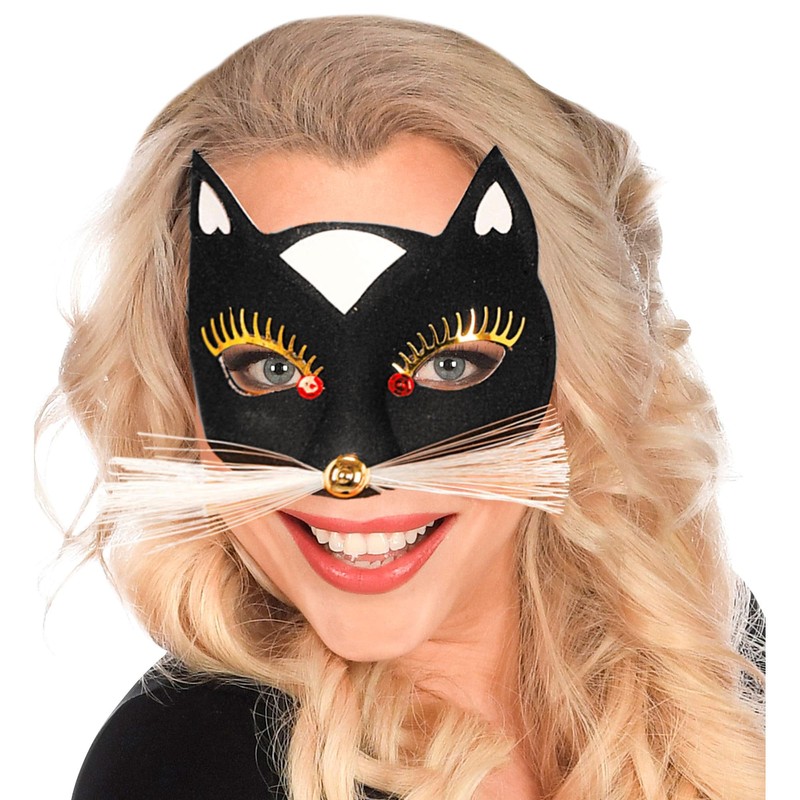 Widmann 64641 - Eye Mask Black Cat, Animal Mask, Masquerade