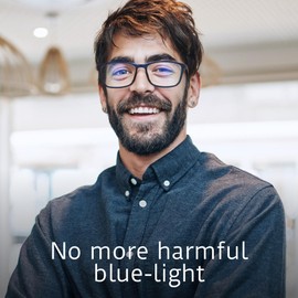 Men Blue light Glasses with hard case Blue light glasses Dark Blue