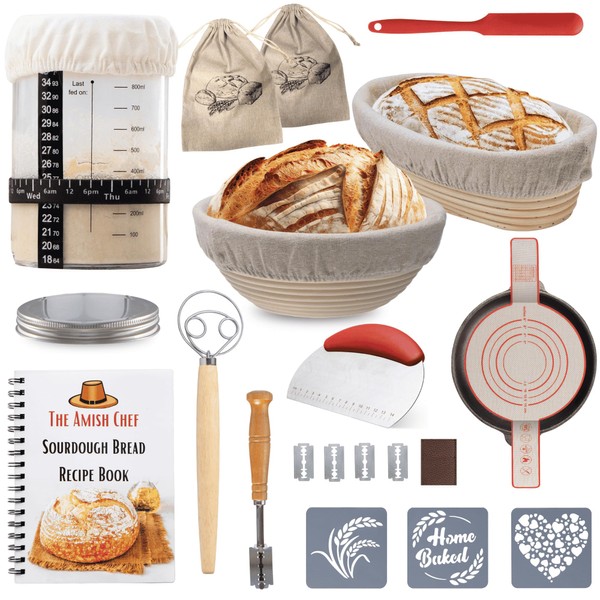 Complete Sourdough Bread Starter Kit, Glass Sourdough Starter Jar Kit