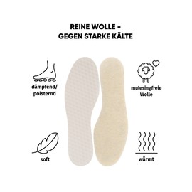 Bama Warm Comfort Pure Wool Insole for Especially Cold Winter Days, Unisex Warmth Insole, for Solid Winter Shoes, 2 Pairs