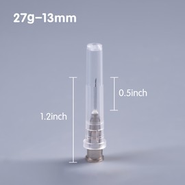 100 Pack 27 Gauge 1/2 inch Disposable Needles with Caps for Industrial Dispensing and Scientific Lab Individually Wrapped