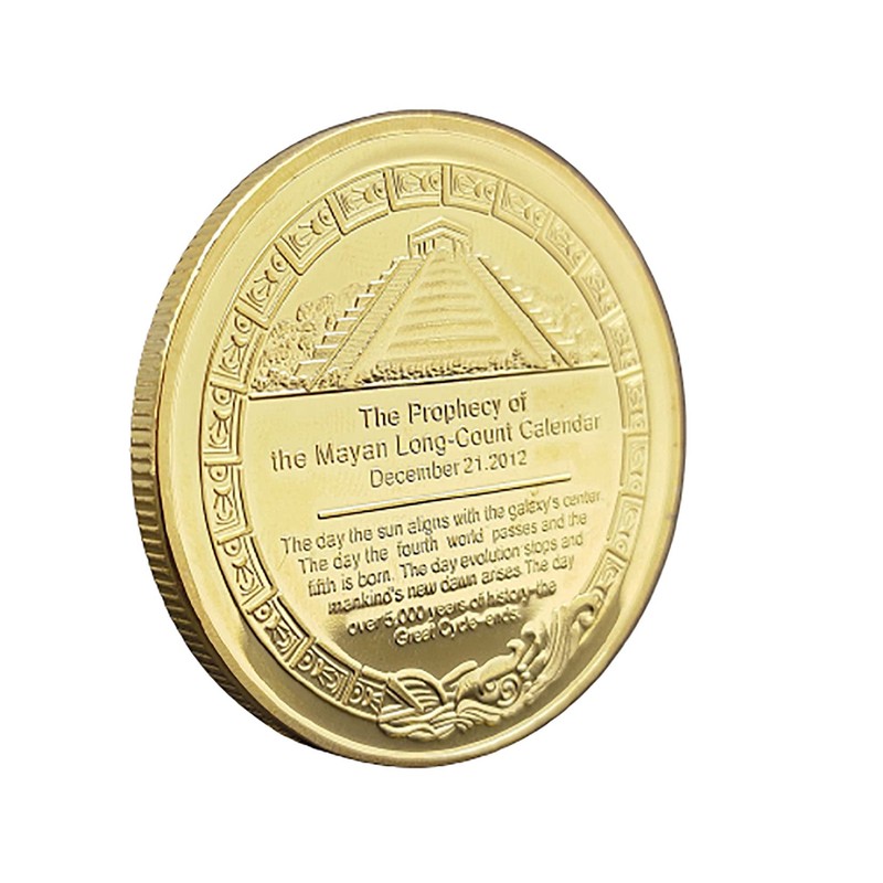 Voocye Mayan Civilization Aztec Calendar Coin 40mm Diameter (1 Gold)