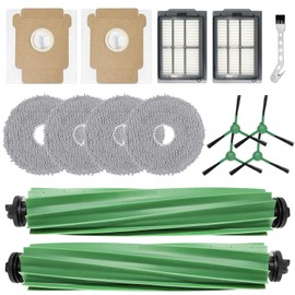 KiimSin Ersatzteil Zubehör für iRobot Roomba Plus 405 Combo Robot + / 505 Combo Robot + Staubsauger Roboter, 2 Hauptbürste, 4 Wischtücher, 2 Staubbeutel, 2 Filter, 4 Seitenbürsten