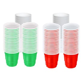 MFUOE 120Pieces Christmas Plastic Cups Red Green White Party Cups Strong and Sturdy Party Cups Reusable Dessert Cups for Xmas Garden Party (2oz)