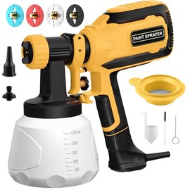 Paint Sprayer, HVLP Spray Gun with Cleaning & Blowing Joints, 4 Nozzle Sizes & 3 Spray Patterns, Easy to Clean, for Furniture, Cabinets, Decks, Walls, Doors, DIY Projects, etc