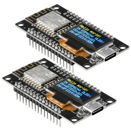 FORIOT 2Pcs ESP8266 Development Board with 0.96-Inch OLED Color Display, Type-C to Serial Port CH340 Driver NodeMCU ESP-12E Module Pin Header Soldered for Ar-DUI-no IDE