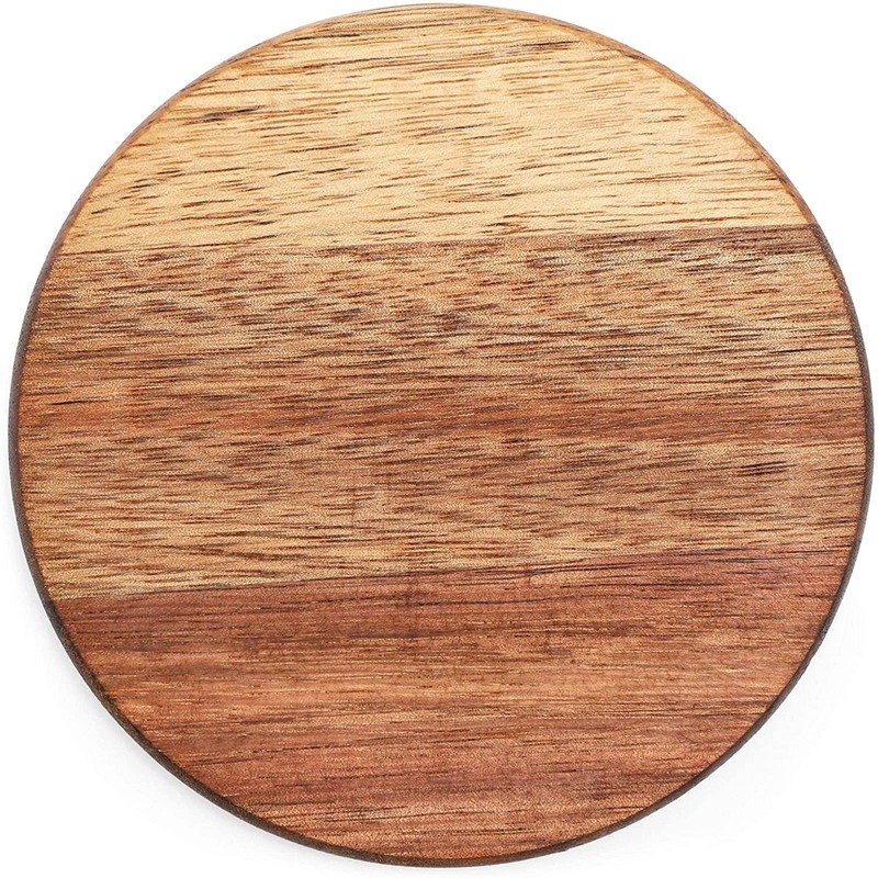 8 Pack Round Acacia Wood Coasters for Coffee Table -