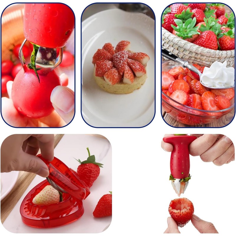2 Pcs Strawberry Huller and Cutter Set, Pedicle Remover Tool
