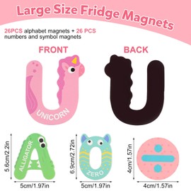 Deepton 52Pcs Magnetic Letters and Numbers for Children, Large Alphabet Magnets for Fridge, Cute Animals ABC Magnets for Kids, Educational Spelling Games Toys for Baby, Toddler Preschool