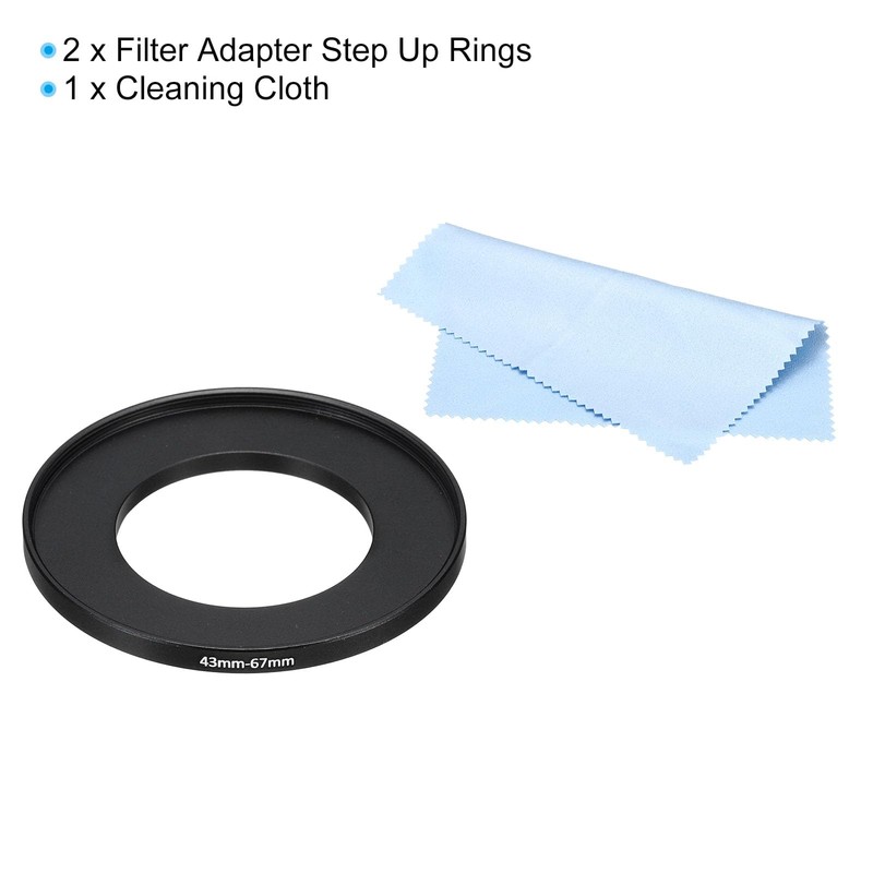 PATIKIL 43mm-67mm Metal Step Up Ring and Cleaning Cloth 2