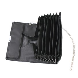 Waiter Set 4 Pieces Leather Wallet Colt Chain and Belt for Service Catering Clothing Equipment, black