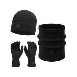 Indicode Men's Unisex INGjert Winter Set Hat, Scarf & Gloves | Winter Hat Winter Scarf, black, Unit size