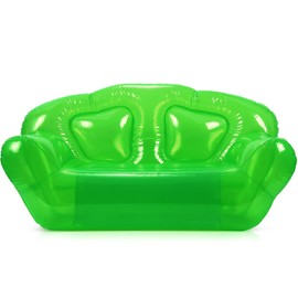 Kigley Inflatable Chair Blow Up Couches Transparent Inflatable Sofa Seat Yard Patio Portable Air Couch Furniture for Outdoor Indoor Camping Beach Room(Double Seat,Green)