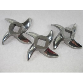 Smokehouse Chef 3-PACK Size #32 Stainless Steel meat grinder knife. SHARP Dishwasher Safe