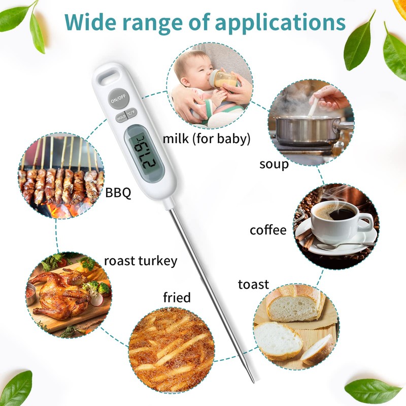 HORJOR Meat Instant Read Probe Waterproof Cooking 141mm for Kitchen