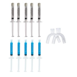 Teeth Whitening 3ml Carbamide Peroxide and 3ml Remineralization Gel Syringe Dispensers with 2 Mouth Trays (5, 22%)