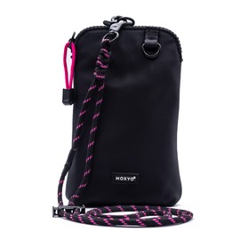 MOXYO Urban Nylon Crossbody Cell Phone Bag, Small Lightweight and Durable Travel Bag With Removable, Adjustable Paracord Straps For Women - Black (Black)