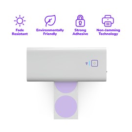 Rollo Circle Thermal Labels 2 Inch - Roll of 1,000 Round Direct Thermal Sticker Labels - Multi-Purpose Thermal Printer Stickers (Purple Thermal Labels)