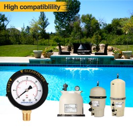 UHARBOUR Pool Filter Pressure Gauge 60psi 1/4" NPT Bottom Mount, Pool Pump Pressure Gauge Replacement for Swimming Pool, Spa and Aquarium Valve Filter