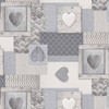 QPC Direct Knitted Hearts Grey PVC Oilcloth Table Cover Vinyl
