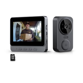 XNH Video Doorbell with Camera, Wireless Bell with Camera, 4.3 Inch IPS Screen, Bluetooth Connection, No WiFi/App Required, Local Memory, Night Vision, Two-Way Audio, Recording