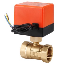 Electric Motorised Ball Valve, 2-Way 3-Wire Zone Valve, Ball Valve, Brass Engine Valve, Ball Valve, Two-Way Valve for Flow Control, 1.6 MPa, Thread (DN25)