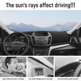 ZZEQYG Dash Cover for Ford Escape 2014 2015 2016 2017 2018 2019 Accessories Flannel Dashboard Cover Dash Mat Center Console Cover Sunshield Protector Pad