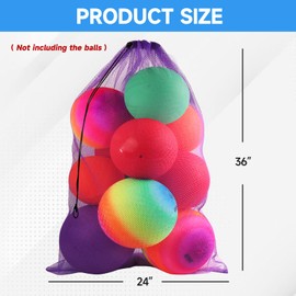 GSE Games & Sports Expert 24"x36" Purple Heavy Duty Mesh Drawstring Bag, Extra Large Sports Equipment Bag with Shoulder Strap for Soccer, Basketballs, Volleyballs, Footballs, Swimming Gear, Laundry