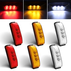 Biqiure Trailer Side Marker Light White/Red/Yellow,4 Inch 3-LED Side Marker Indicator Light Front Rear Side Position Lamps 12V 24V Clearance Light for Truck Camper Van Lorry RV,6pcs