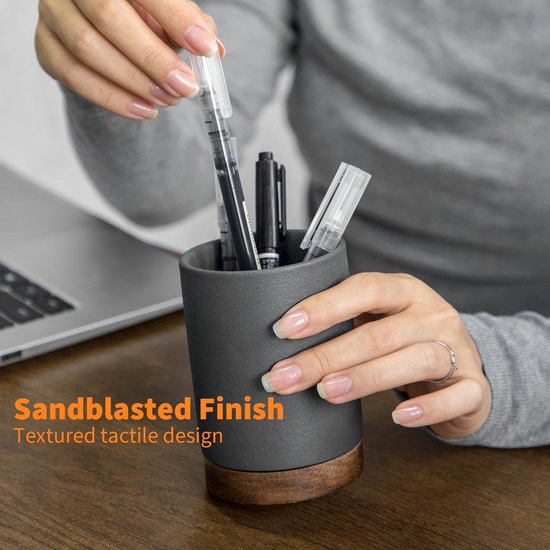 Officepal Pen Holder for Desk, Ceramic Pencil Organizer & Makeup