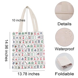 Mahjong Chinese Game Christmas Mahjong Lover Shopping Bag China Mah-Jongg Birthday Gift Chinese Serial Number Tote Bag, Mahjong, Medium