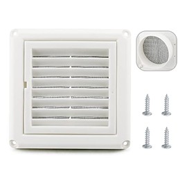 Cenipar 4" Plastic Louvered Vent Cover with Fabric Fine Screen for Dryer Vent Cover Outdoor with 4 Screws Easy Installation (White)