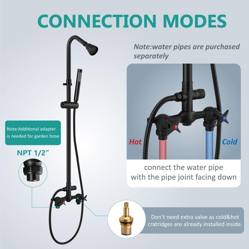 Aolemi Wall Mount Outdoor Shower Kit,Outdoor Shower Fixtures Faucet System