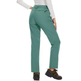 MAGCOMSEN Women's Winter Pants Waterproof Insulated Ski Snow Pants Warm Fleece Lined Outdoor Hiking Snowboard Pants Green XS