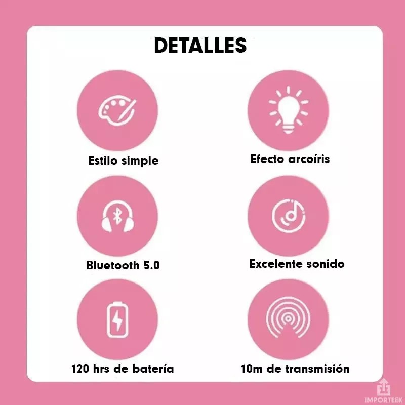 Importeek Audifonos Diadema Gamer Inalambrico Bluetooth Microfono Led