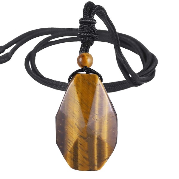 SUNYIK Crystal Pendant Necklace for Men and Women, Tiger's Eye